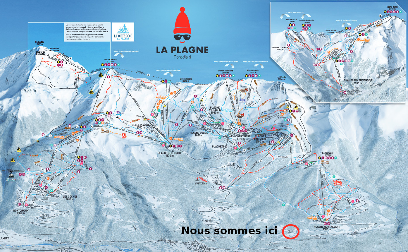 plan des pistes la Plagne